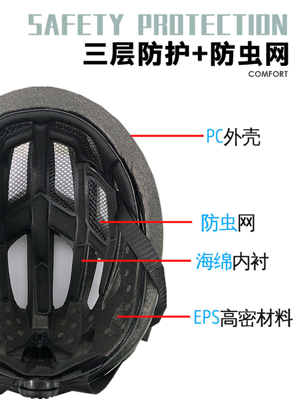 ヘルメットに乗ってライトを持っている男の夏のマウンテンバイクの高速道路の車の一体の軽くて通気性の自転車のヘルメットの女性の装備|undefined