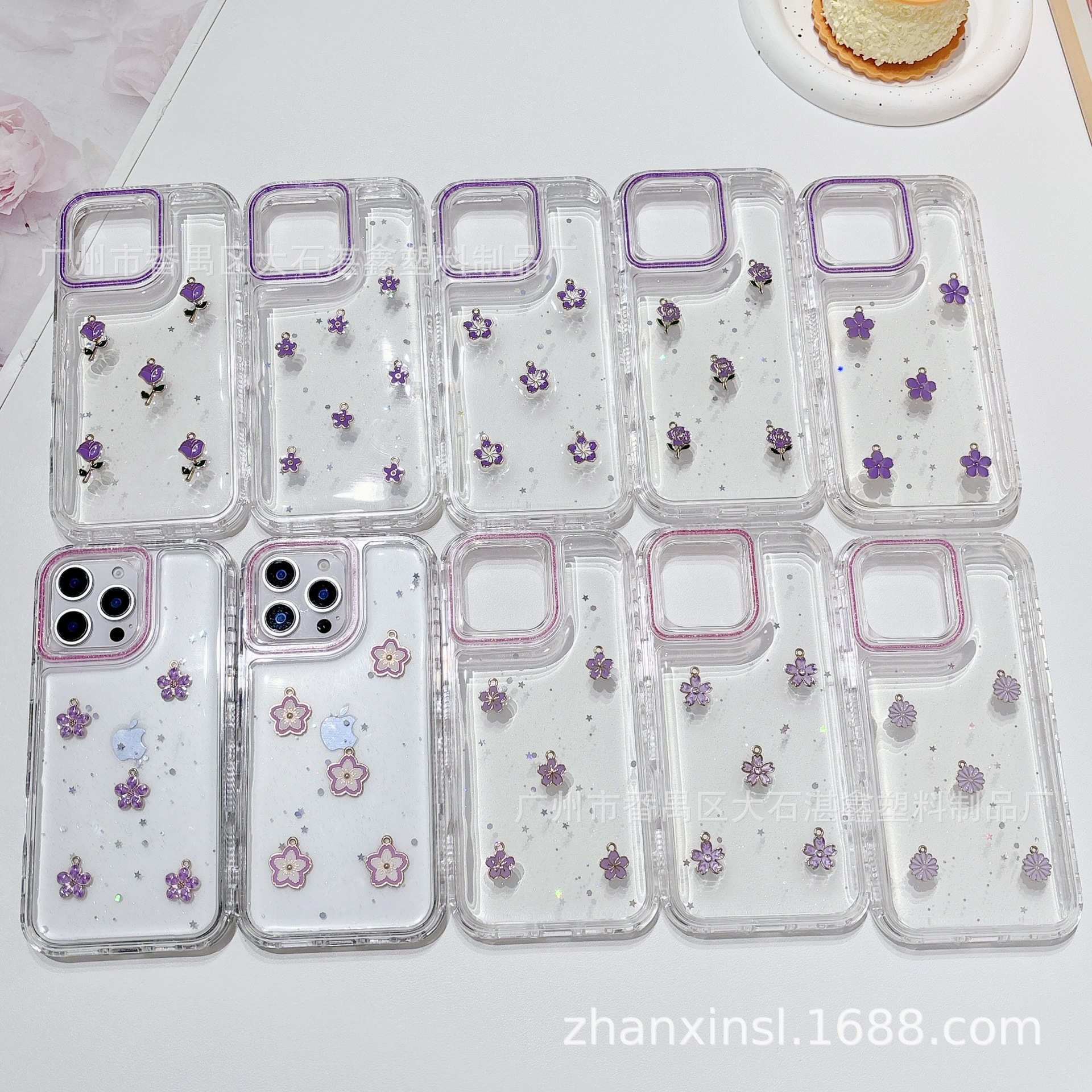 闪粉滴胶炫影三合一厂家直销适用honor 500 pro四角防摔保护壳X7C