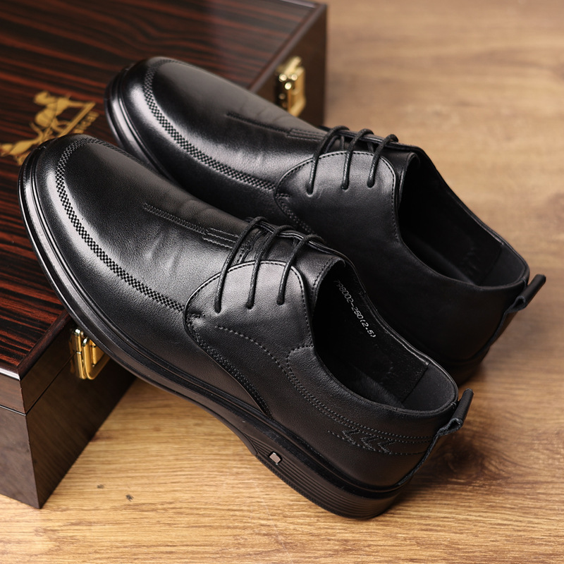 Spring Breathable business casual leather shoes first layer cowhide breathable Men's shoes soft bottom soft surface middle-aged dad shoes