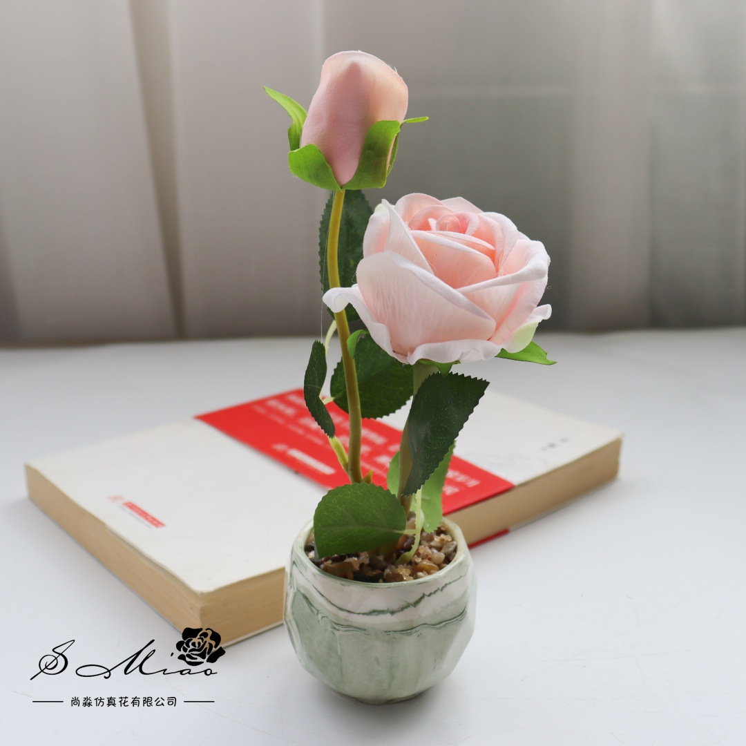flores falsas estilo pastoral rosa pequeña flor de simulación bonsai decoración creativa flor de moda plantación verde artificial simulación maceta image 10