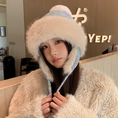 民族风保暖护耳帽冬季帽子女可爱毛绒雷锋帽加绒加厚御寒针织帽子