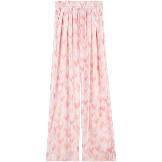Pink Love Wide Leg Pants Women's High Waist Dape Summer Thin 2024 New Casual Small Ice Silk Yamamoto Pants