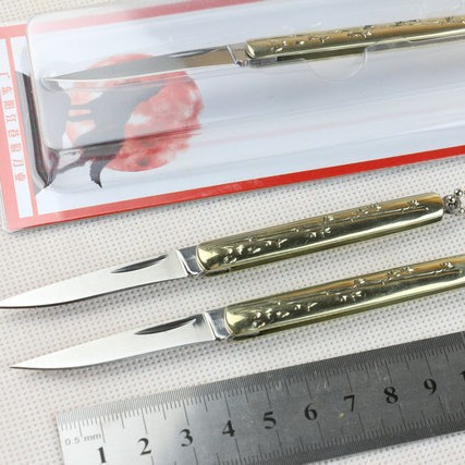 铜柄竹叶随身小刀 项链迷你小刀 户外折叠小刀 礼品刀具（无锁）