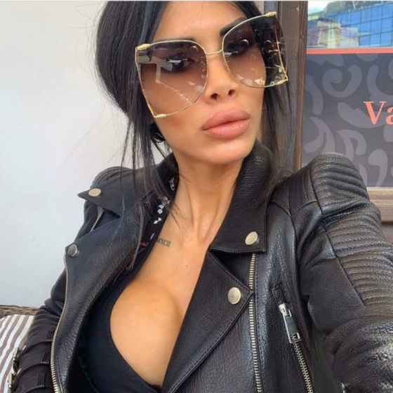 European and American trend large frame pearl sunglasses women's fashion colorful metal hollow legs cross-border sunglasses glasses