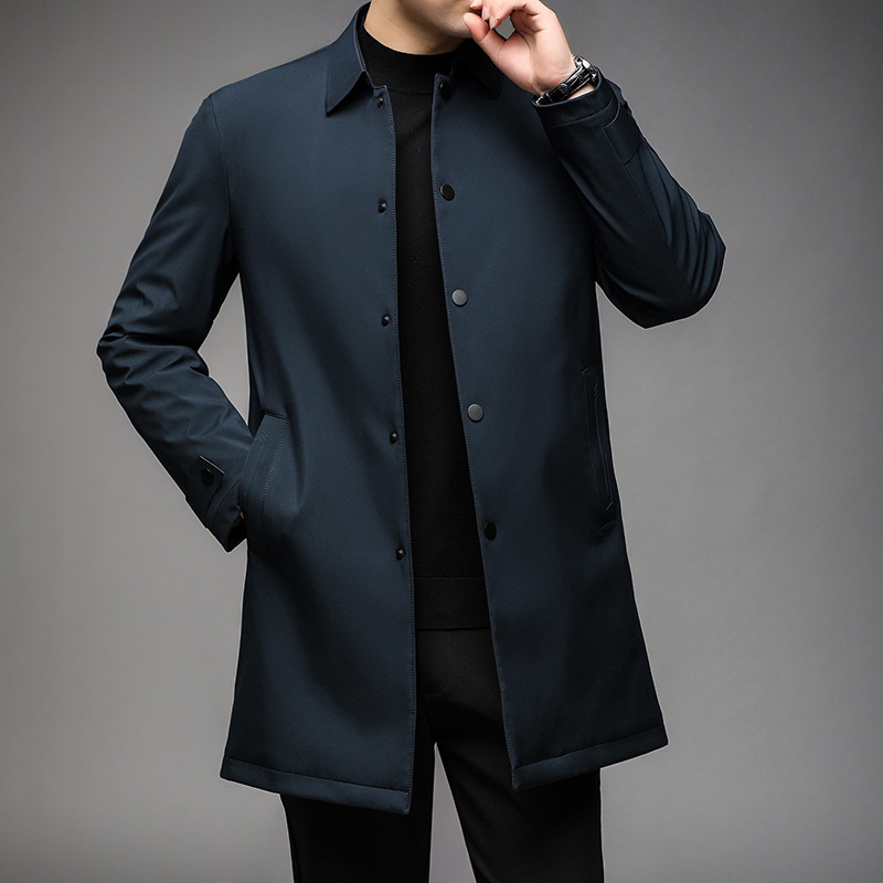 品牌高端羽绒服中长款中年商务大码男士冬季保暖外套休闲男装风衣