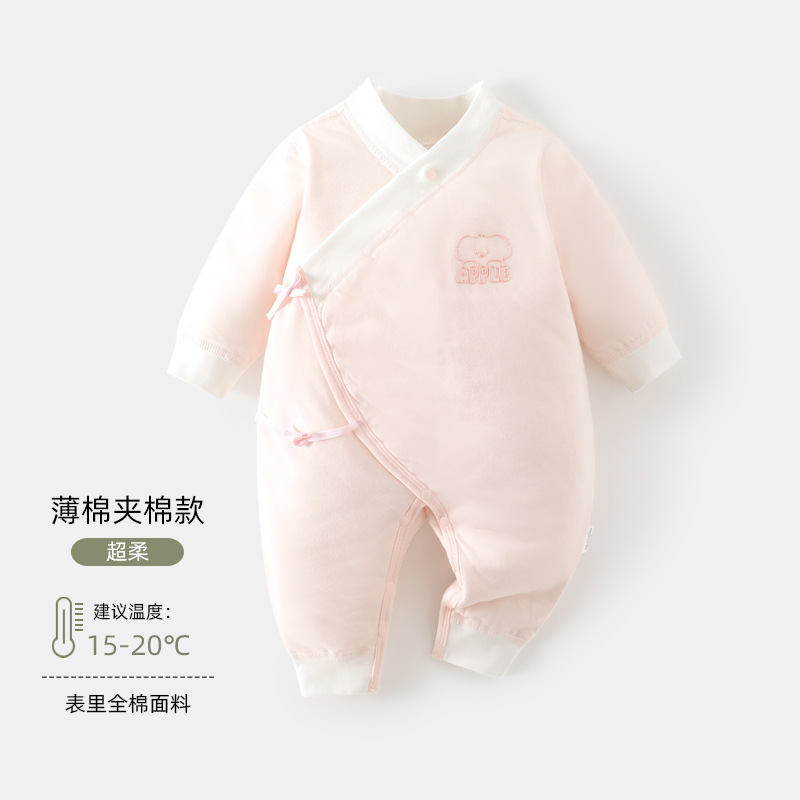 婴儿蝴蝶衣a类50克夹棉新生儿和尚服无骨宝宝爬服秋冬婴儿连体衣|undefined