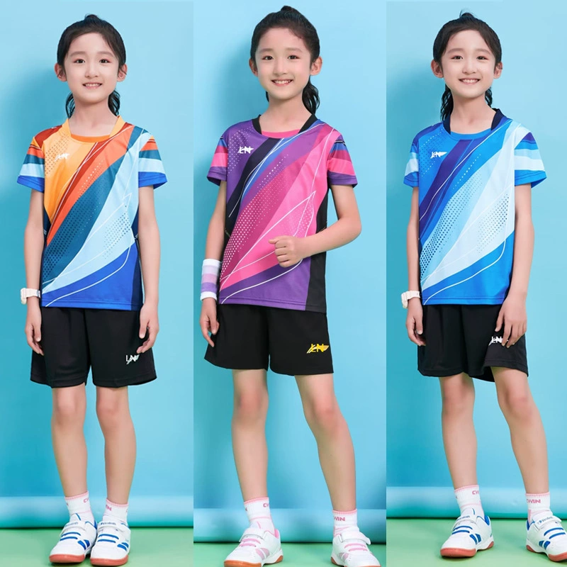 Детская тренировочная одежда для настольного тенниса Спортивная Одежда для мальчиков Детская Одежда для девочек Детский соревновательный костюм с короткими рукавами Лето 6208