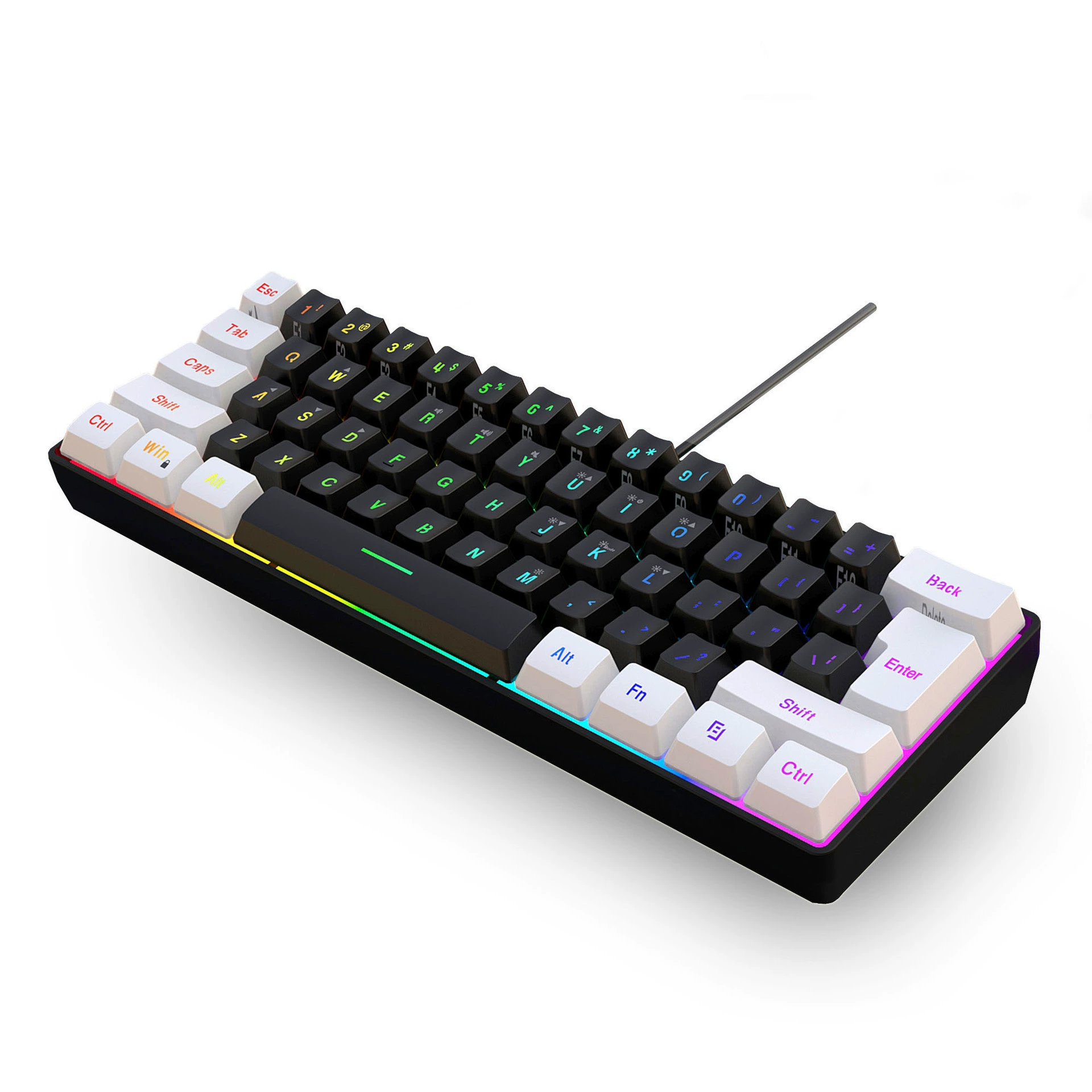 Проводной клавиатура 61 клавиша белый черный компактная игровая клавиатура с раздельной клавишной линией механическое ощущение ноутбука