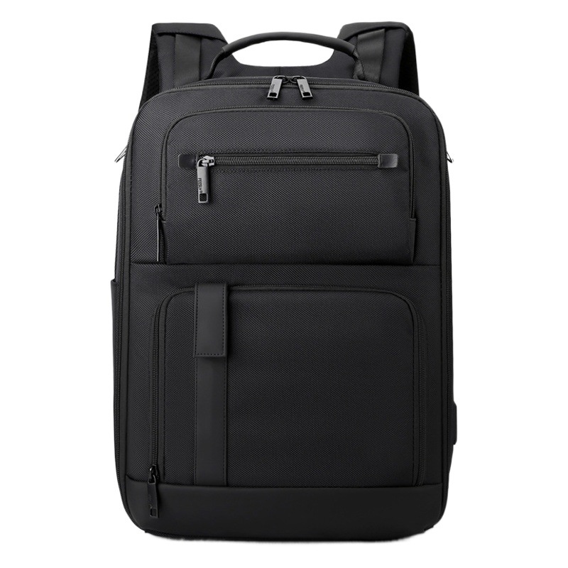 Cross-border nuevo hombre de moda bolso de negocios ocio simple mochila negra mochila de textura alta impermeable