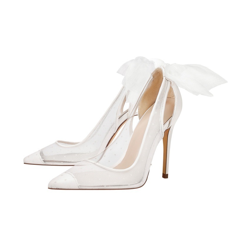 Women's fashion single shoes shallow mouth pointy pointy polka point elegant wedding shoes bow women's shoes large size_voghion.com