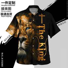 一件定制动漫ip游戏角色数码印花3D外贸大码男士衬衫翻领短袖开衫