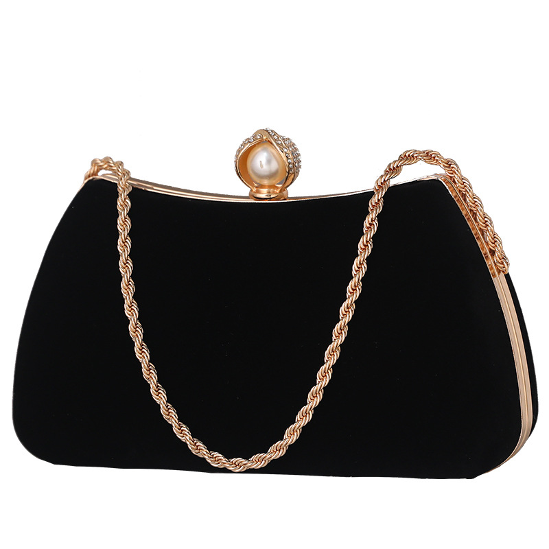 Transfronterizo nueva moda simple bolsa de terciopelo Bolsa de Diamantes vestido de un hombro crossbody bolso cheongsam portátil bolso de Noche del banquete
