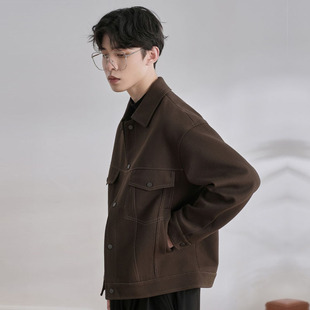 [4915 people] twill texture seizing bright line men's coat spring and autumn new fashion lapel casual short