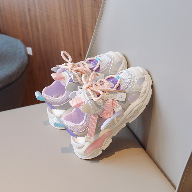 2025 nuevos zapatos de verano para niños, sandalias para niños y niñas, sandalias deportivas de malla única recortadas, zapatos para papá, medias sandalias transpirables