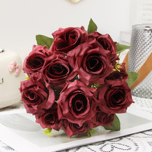 仿真花批发欧式香蜜蔷薇花红色玫瑰假花家居装饰婚庆布置花束绢花