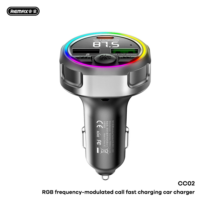 Remax Bluetooth Call Car Charger 48W Dual-Port Fast Charging Car Charger Type-C+Usb One-To-Two Car Charger