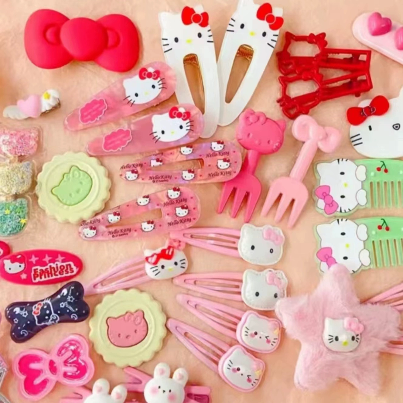 Набор аксессуаров для волос (Hello Kitty) — милые заколки в корейском стиле, 19 штук