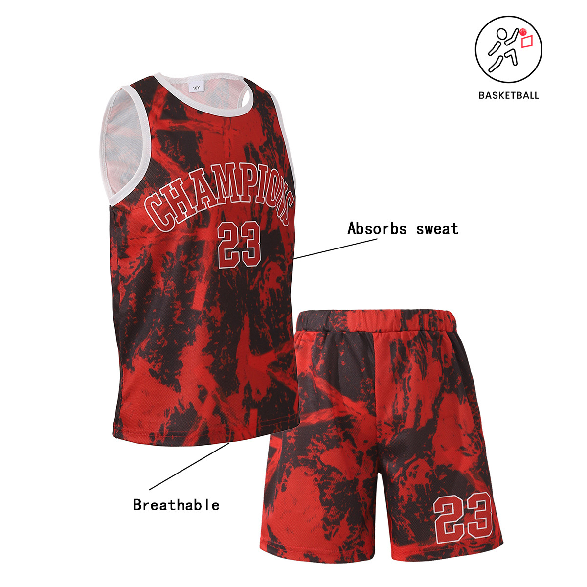 Ropa deportiva de baloncesto para niños de 8 a 12 años, transpirable y absorbente de sudor