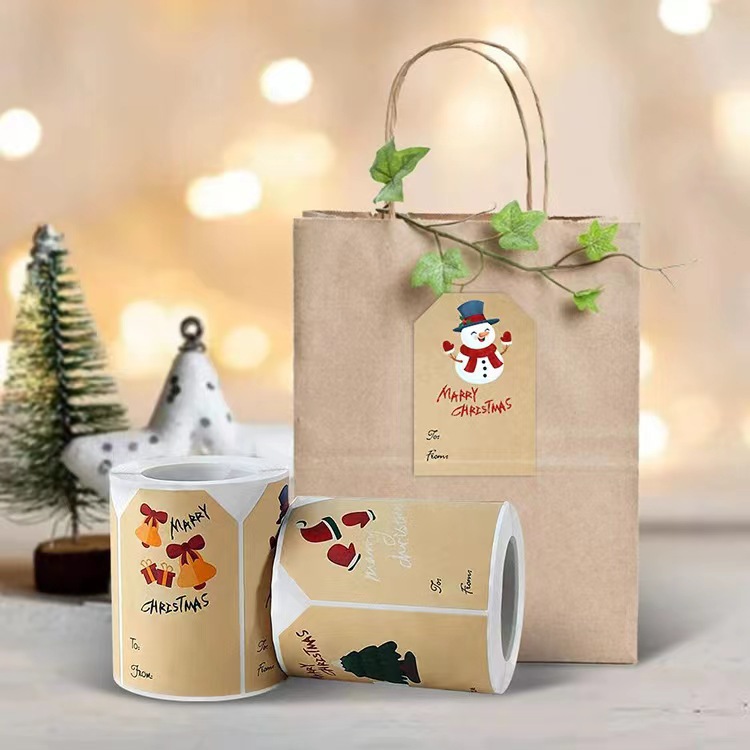 copper plate sticker Material Christmas Christmas Tree Snowman Copper Plate Sticker Party Gift Stickers