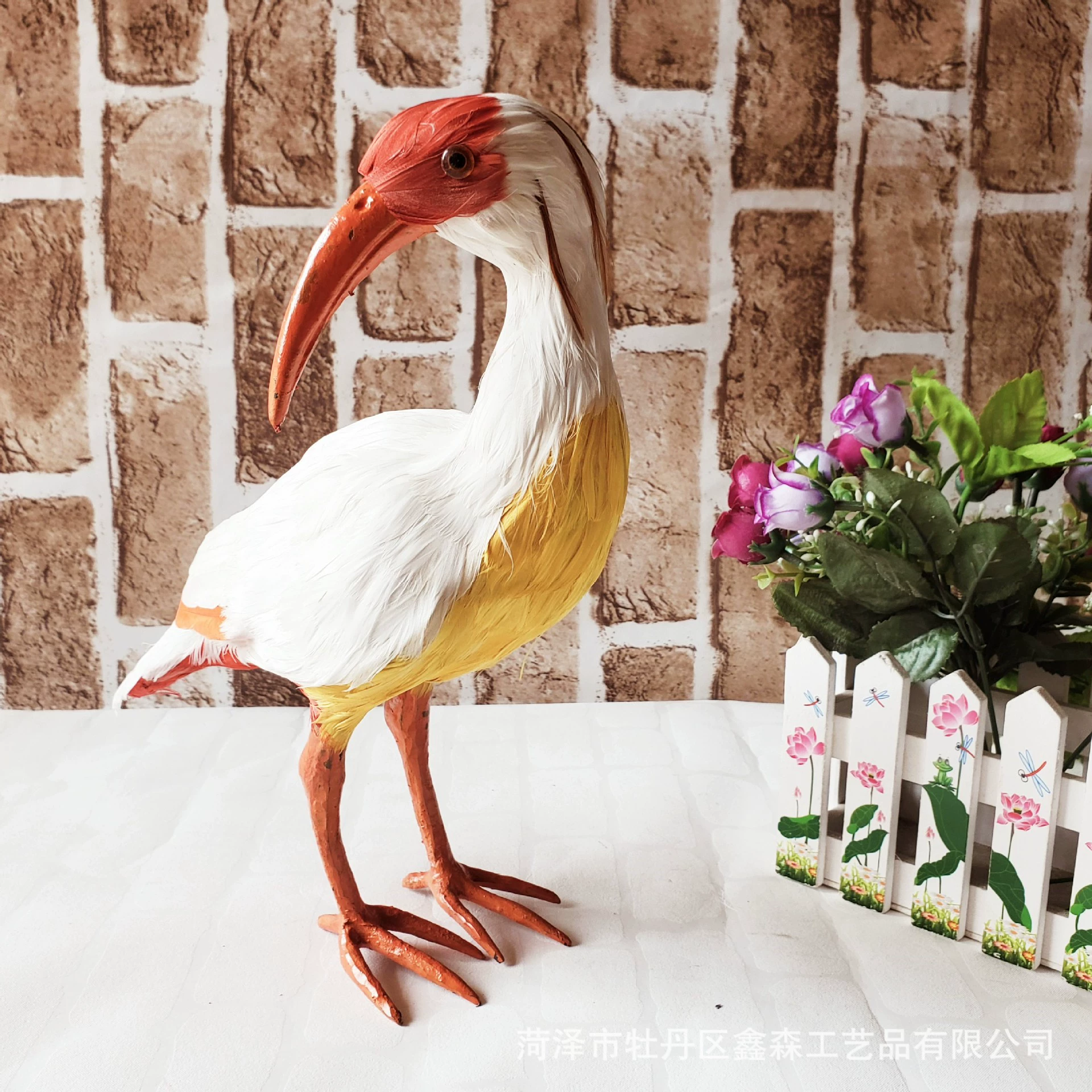 [Новое] Птица желтая/черная Хохлатая Ибис Ремесла из перьев Декоративные украшения Сценический реквизит Тематические украшения