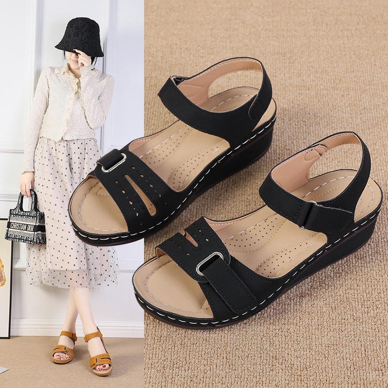 sandals wedge heel with velcro platform with a strap