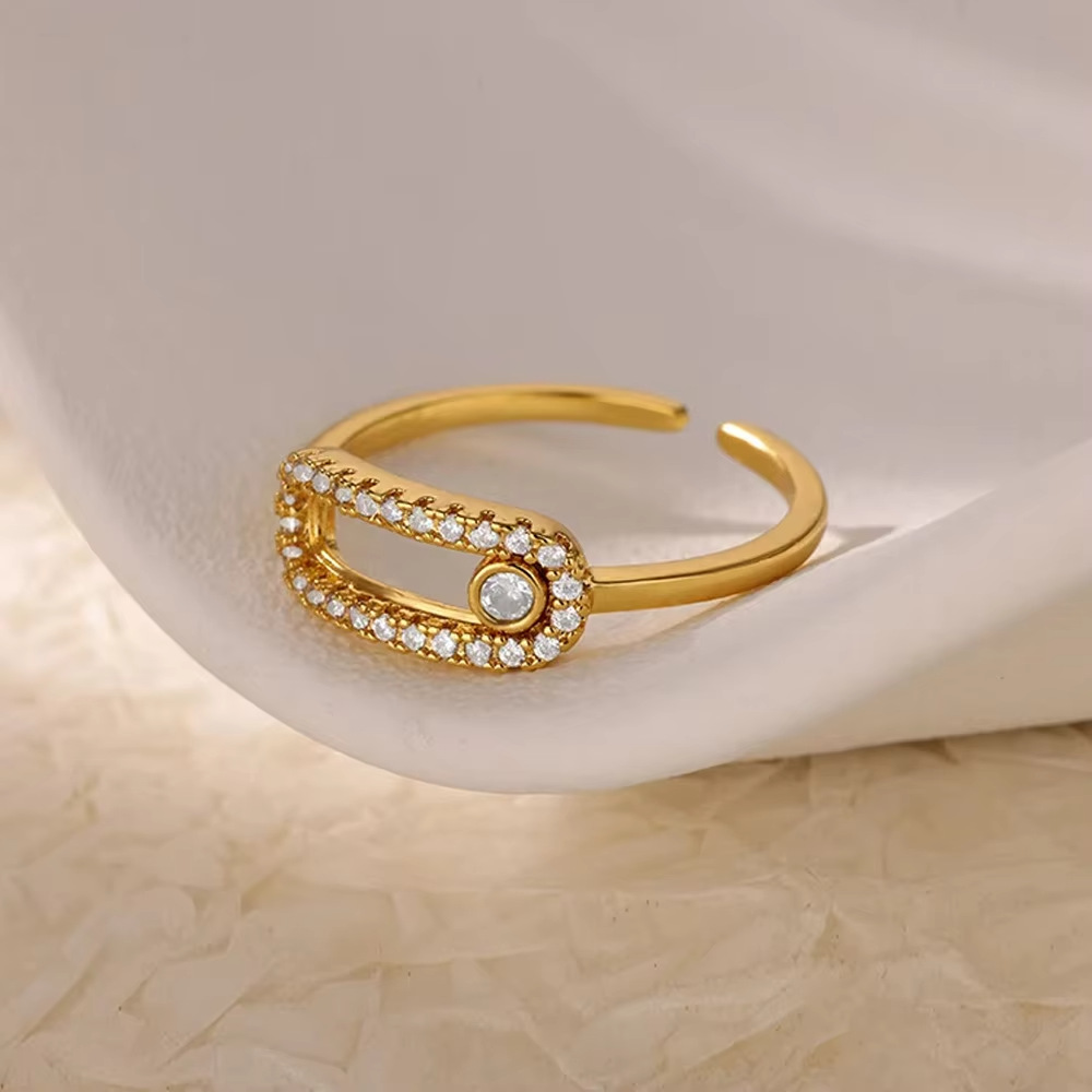 PVD Coated Real Gold Plated Flower Floral 304 Stainless Steel Elegant Lady Waterproof Non Tarnish Weekly Rings Open Rings display picture 3