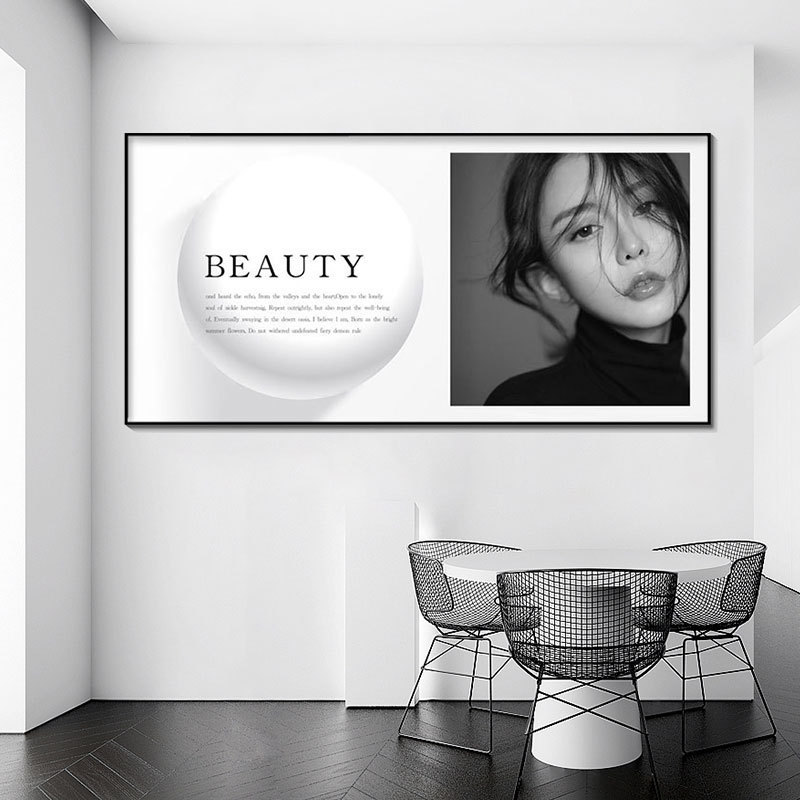 Light Luxury Beauty Salon Poster Black and White Art Clothing Store Hanging Painting Health Club Beauty Salon Decorative Painting Wall Mural