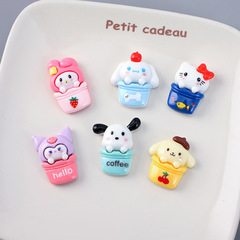 Cartoon cross-dressing ice cream doll resin accessories DIY hairpin luggage accessories doll water cup refrigerator magnet wholesale