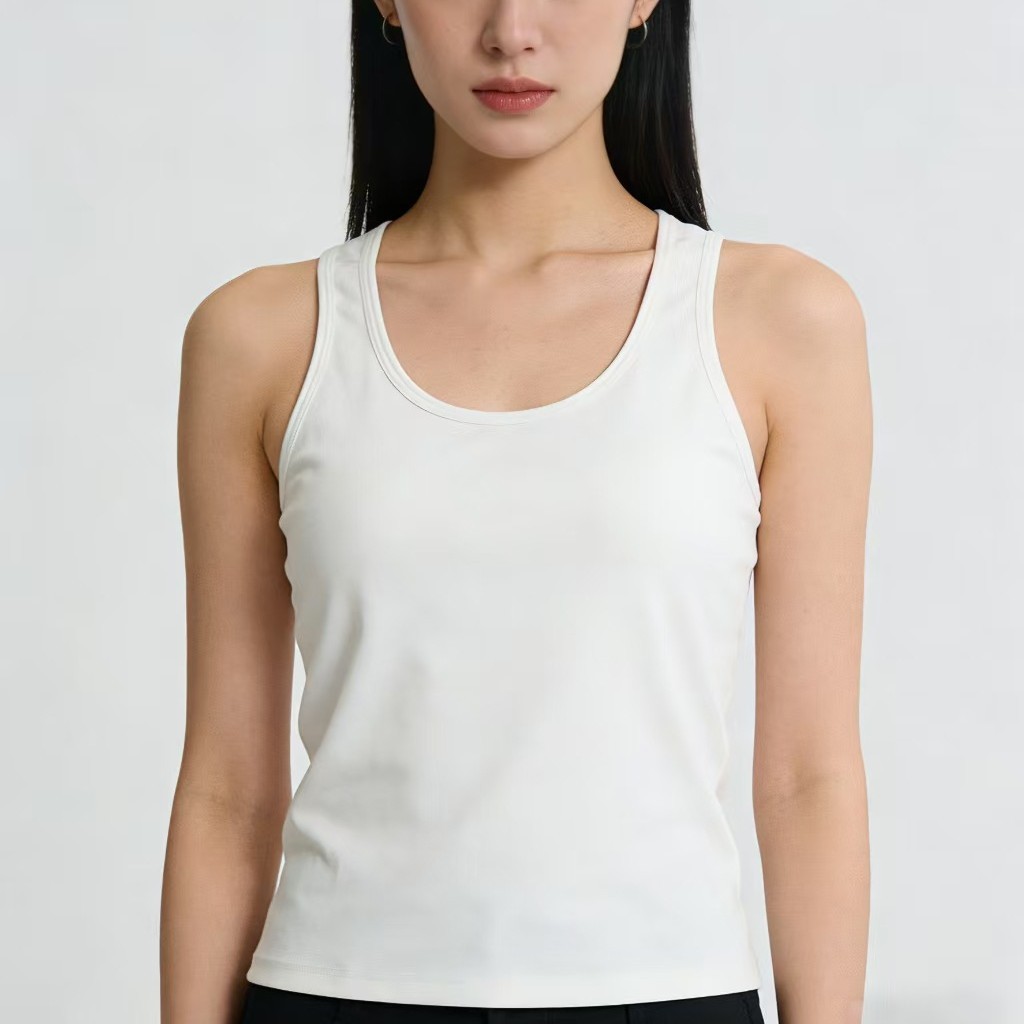 Lyocell Racerback Yoga Vest with Chest Pads, Breathable Cups, Can Be Worn Outside, Sexy Back Design, Slimming Sleeveless Top