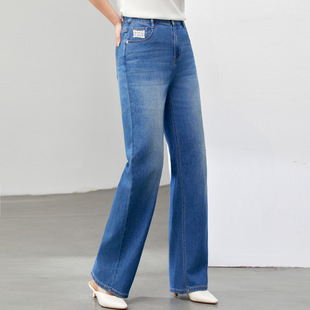 [American retro slim Joker French fries pants jeans] slim show plus size women's fat mm2025 spring new