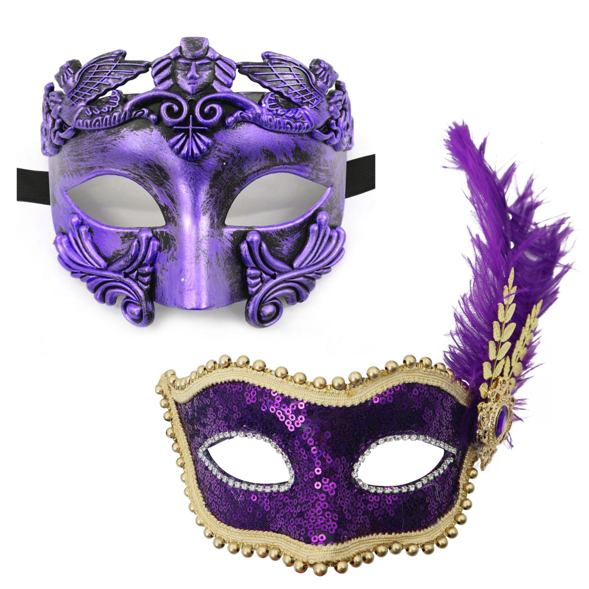 Amazon venta caliente carnaval borde lateral plumas metálicas mariposas retro máscaras de mitad de cara romana baile de maquillaje