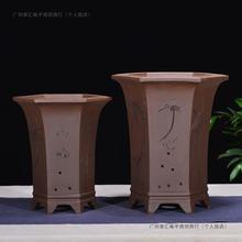 批发宜兴紫砂盆 六方兰花盆 花卉绿植物盆栽大号手工花盆盆栽盆