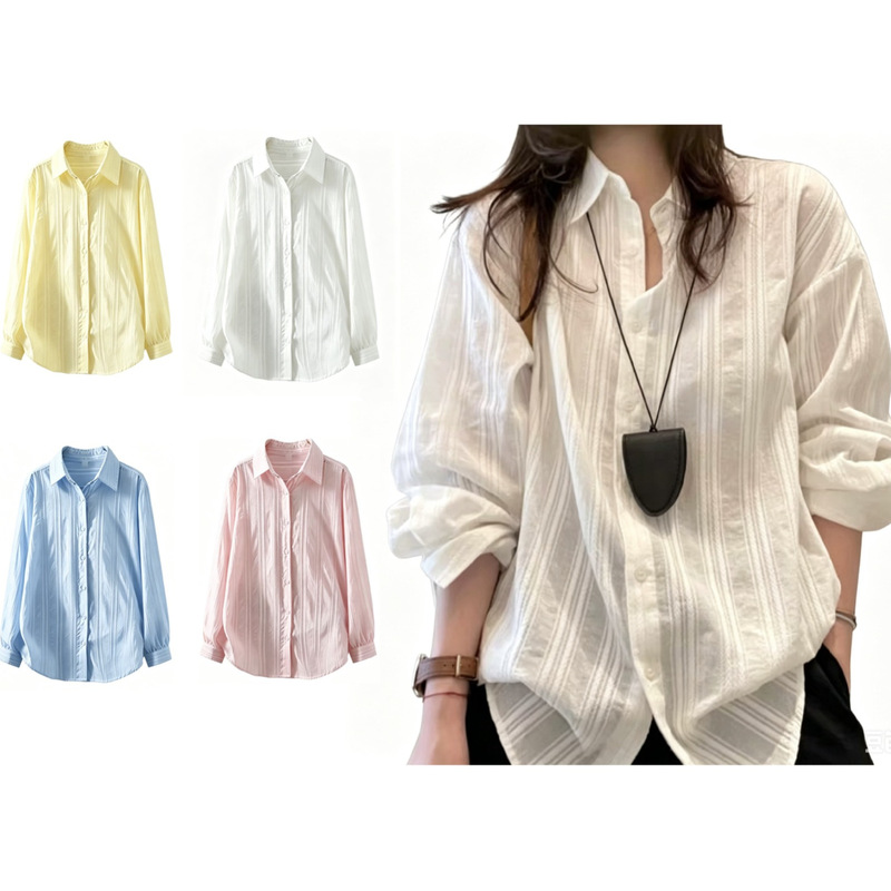 Factory Direct Release】Cotton Commuter Style Sun-Protective Breathable Shirt 2026 Summer New Loose Versatile Slimming Long-Sleeve Shirt Factory Direct Release】Cotton Commuter Style Sun-Protective Breathable Shirt 2026 Summer New Loose Versatile Slimming Long-Sleeve Shirt