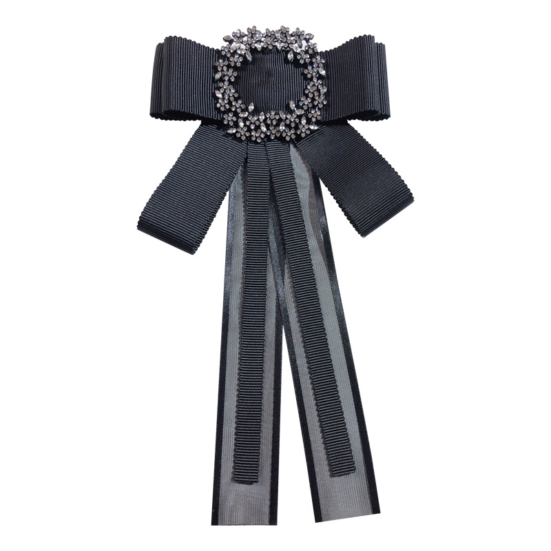 Estilo coreano de moda nueva cinta decorativa pajarita mujer negro estilo Chanel francés diseño arco broche Accesorios