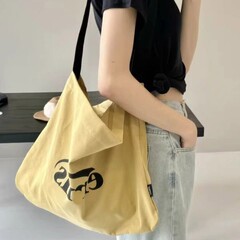 韓国emisカジュアルクラシックキャンバスショルダーバッグ怠惰感大容量通勤オープンファッション