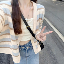 雍妃chic条纹针织开衫女韩系穿搭甜美温柔风宽松外穿长袖上衣外套