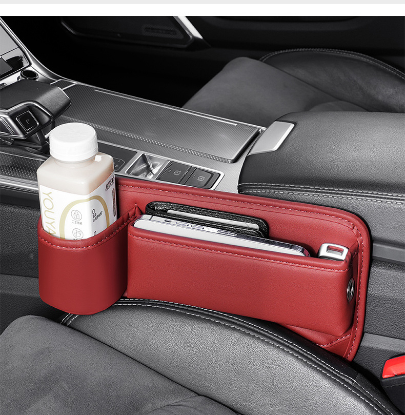 Seat Gap Storage Box, Water Cup Holder, Universal Storage Box for Car, Leather Multifunctional Car Water Cup Holder