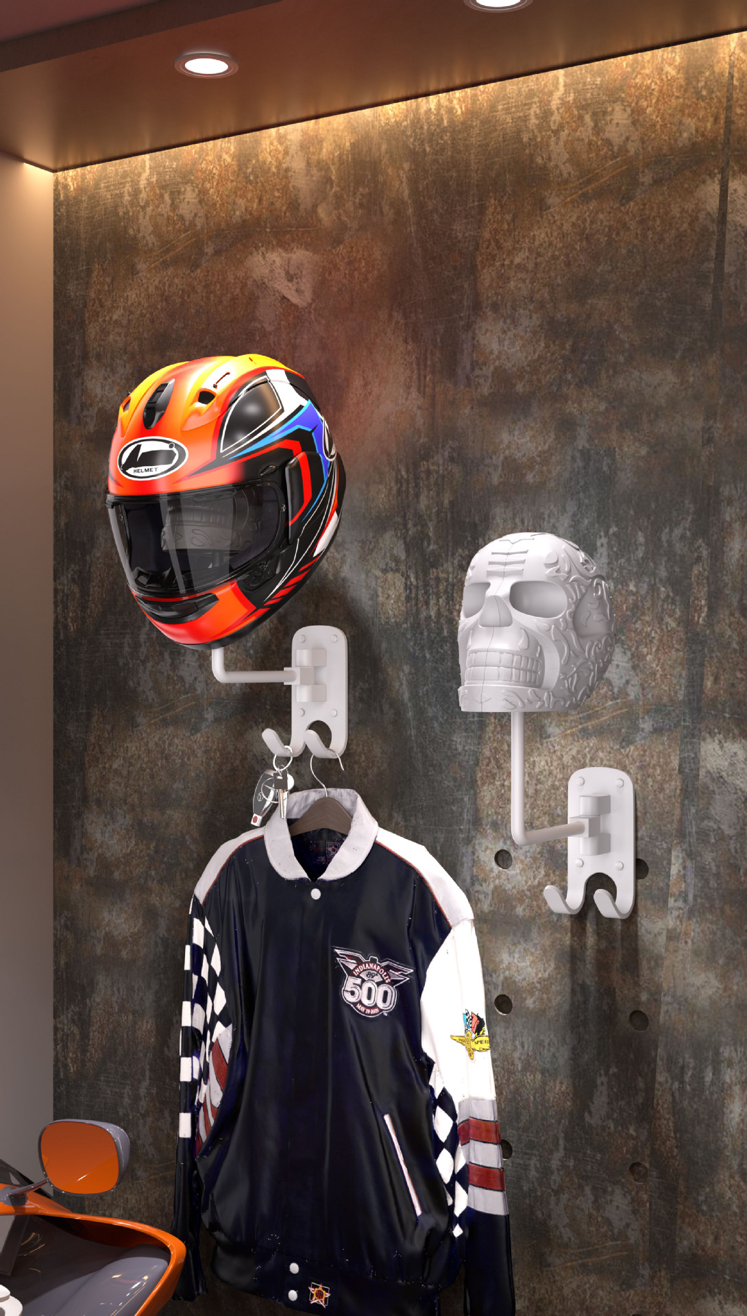 Cross-Border Skull Wall Ornaments Motorcycle Helmet Ornaments Design Home Courtyard Ornaments Metal Crafts Skull