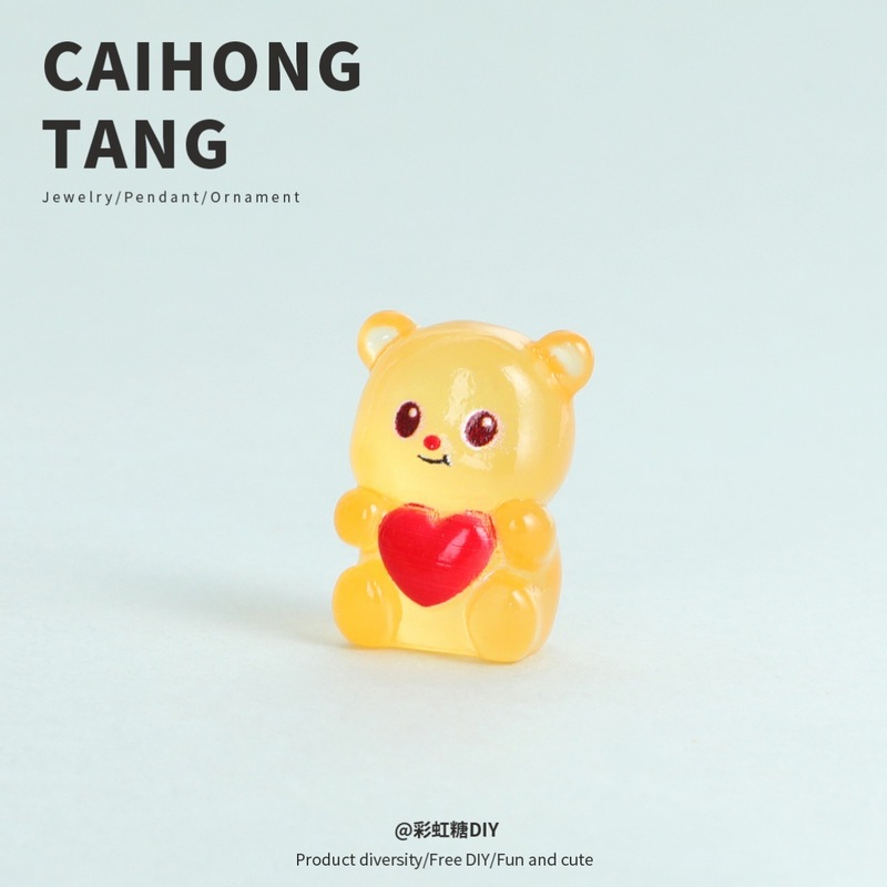 樹脂 diy かわいい装飾品発光ミニクマジュエリーアクセサリー自家製装飾品携帯電話ケースペンダント|undefined