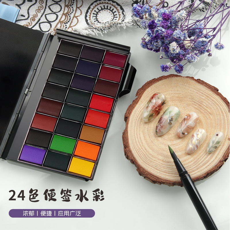 Note-style solid watercolors, 24 colors, Ximi Art professional-grade portable watercolors, student journal painting pigments