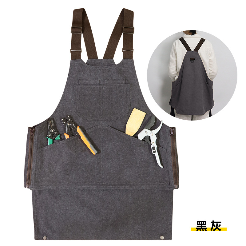 Chaleco de lona gruesa negro y gris