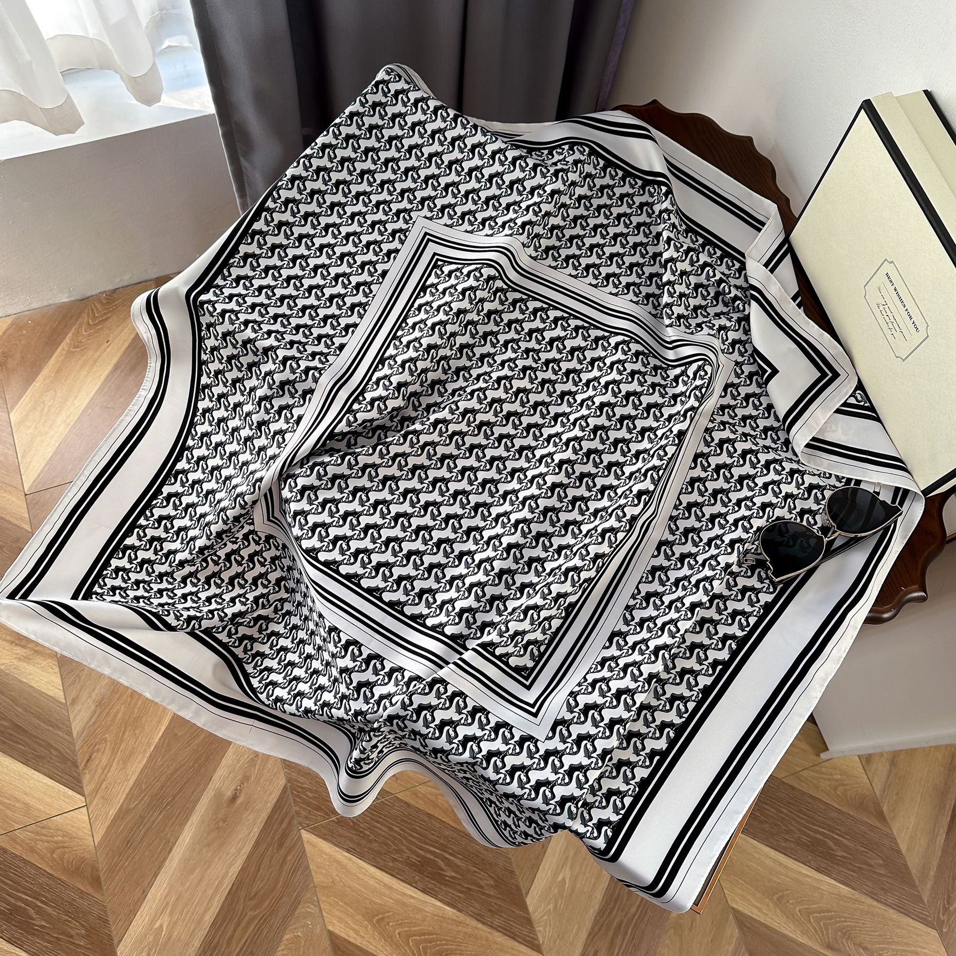 Twill silkesjal för kvinnor stor sjal för höst och vinter_voghion.com
