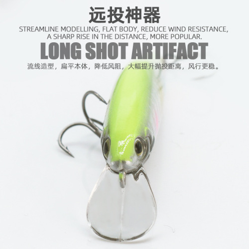 [Confidence Bait for Beginners] Long-range Slow-Sinking Mino Silver Broad Knife Micro Object Mino Black Pit Blackfish Mandarin Fish One Piece Dropshipping