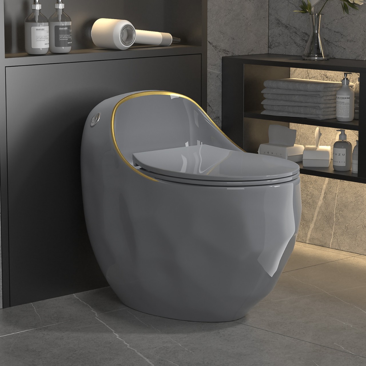 Color redondo inodoro creativo personalizado sifón silencioso descarga inodoro gran tubo huevo asiento ahorro de agua