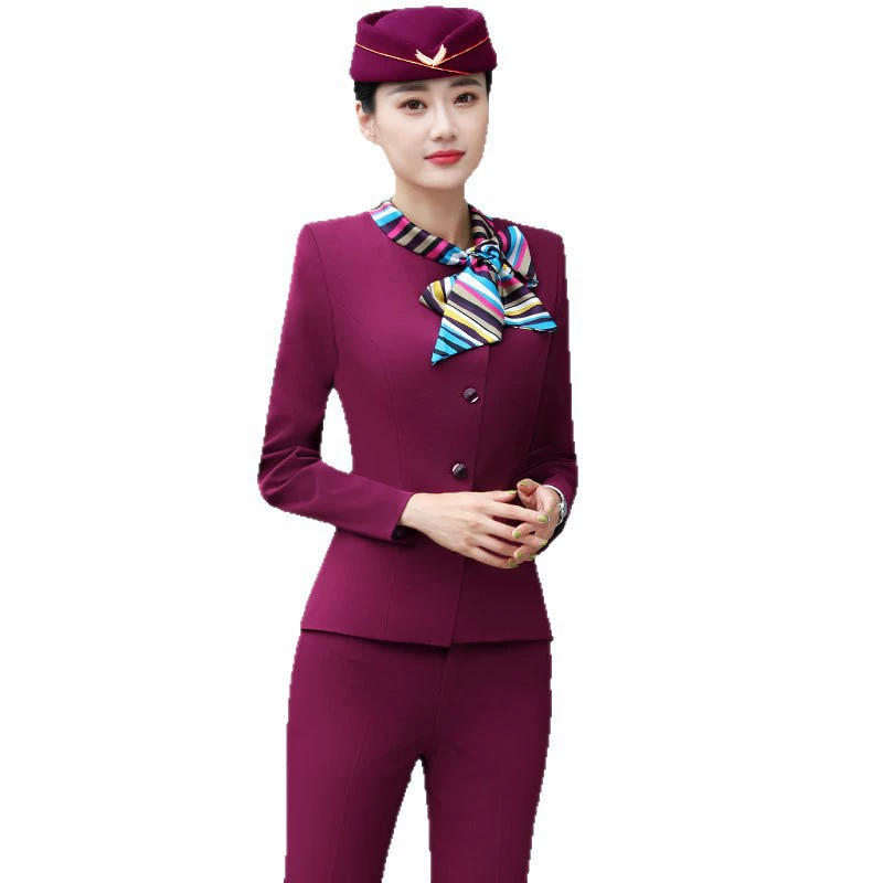 Set with bow, demi-season long-sleeve for hotel, uniform