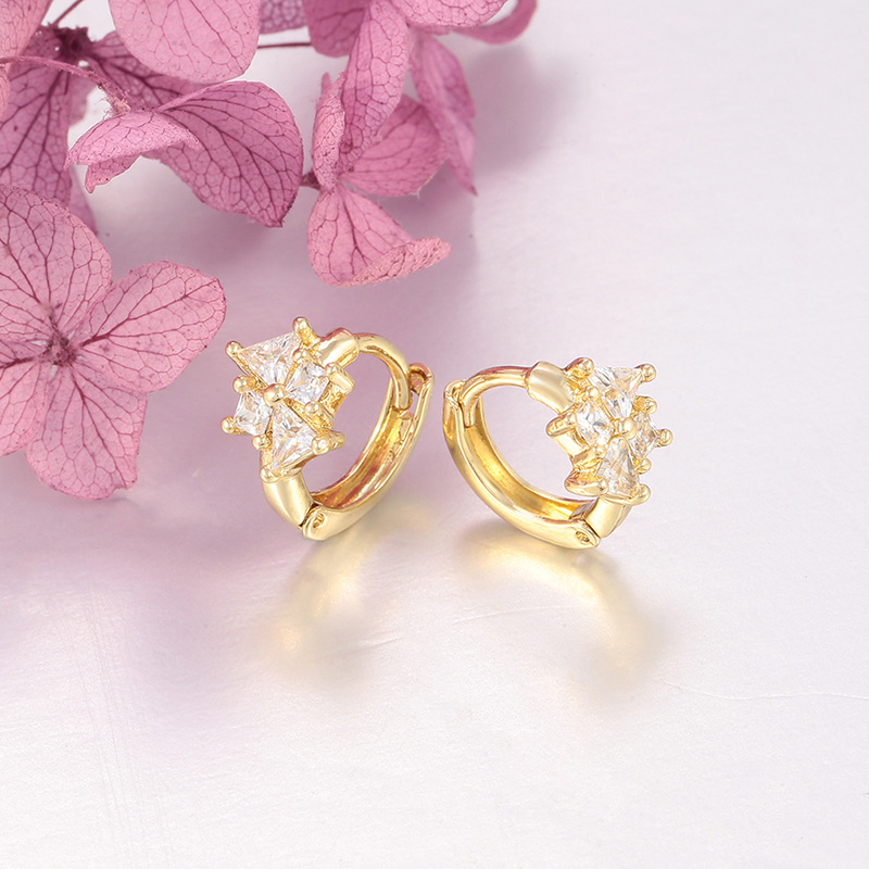 Hebillas de Oreja con Trébol Geométrico de Aleación, Galvanizado, para Mujer