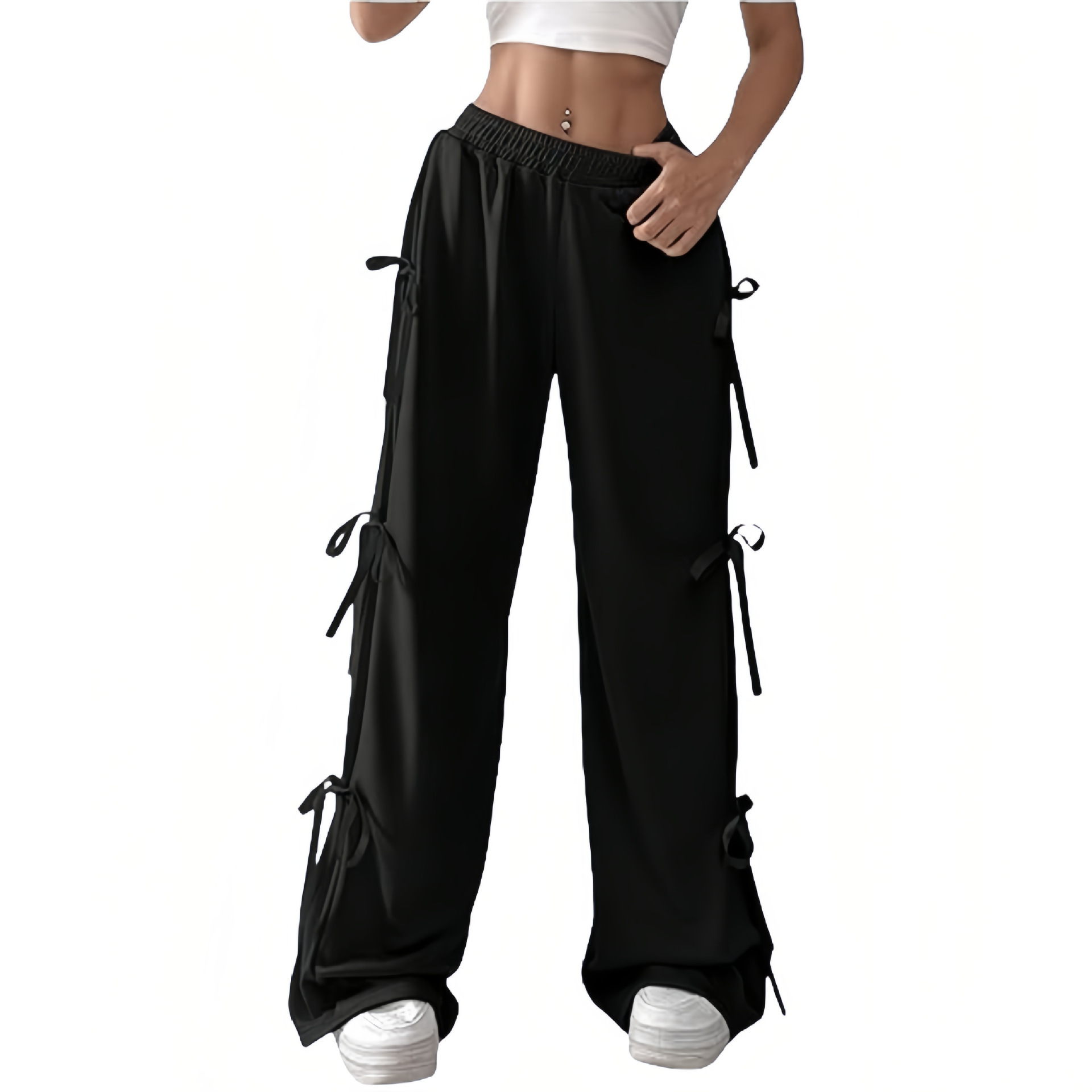 Transfronterizos Europa y América Amazon damas arco pantalones deportivos de piernas anchas elásticos de cintura alta pantalones casuales dulces pantalones de skateboard image 9