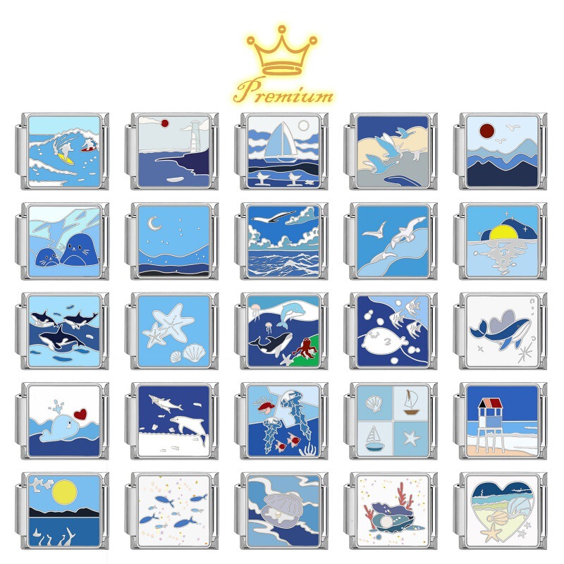 Cross-border Charms Module Handmade Marine Series DIY Italian Module Splicing Bracelet Disassembly Elastic Bracelet