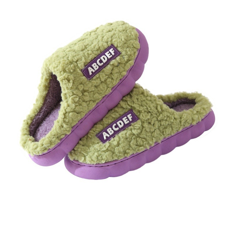 Otoño e invierno zapatos de algodón para el hogar de interior, zapatillas de felpa cálidas, antideslizantes para mujeres, suela suave silenciosa, ropa exterior, zapatillas de pareja de hospitalidad para hombres