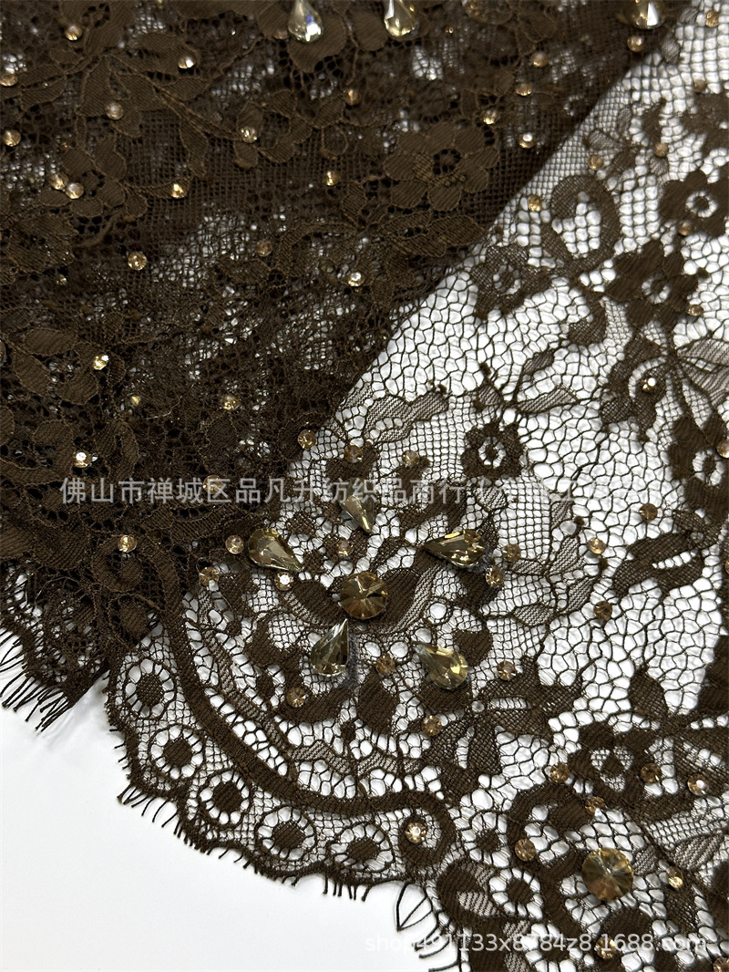 Moda clásica europea y americana vestido de boda vestido de moda cena tela de encaje de lujo alta fijación tela de perforación caliente image 12